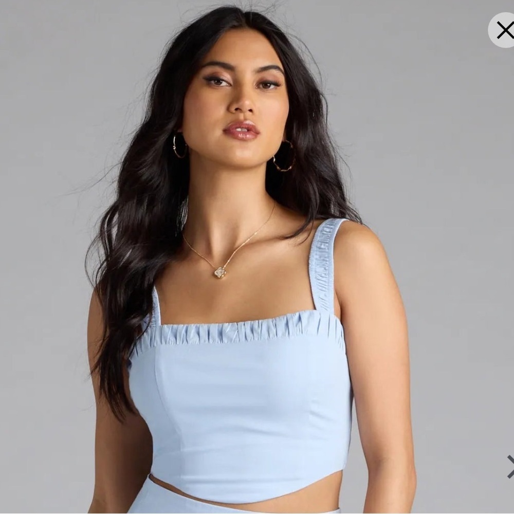 Windsor Classy Cutie Poplin Crop Top L Large NWT zipper - Picture 4 of 9